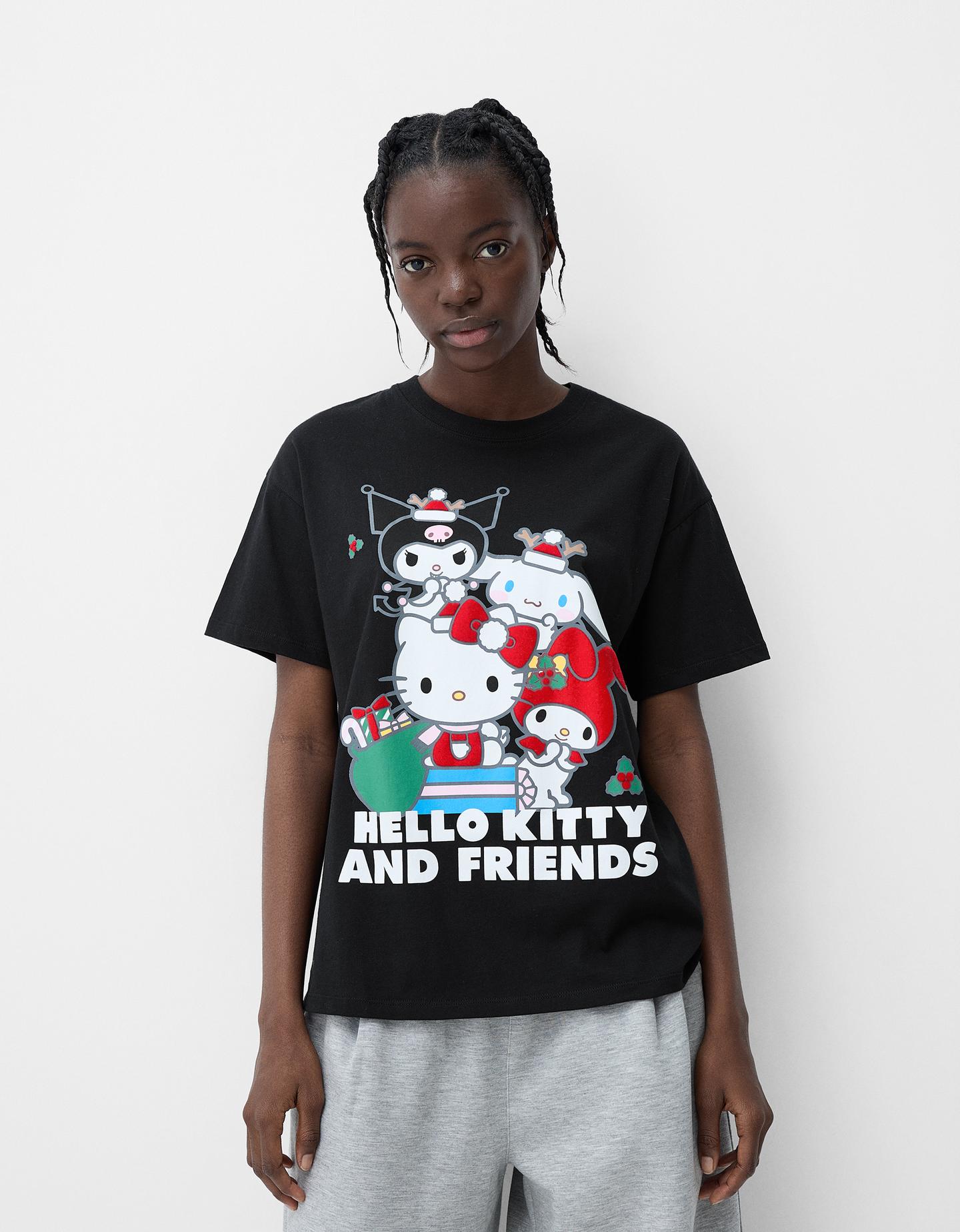 Bershka Hello Kitty And Friends Short Sleeve T-Shirt Women Xl Black