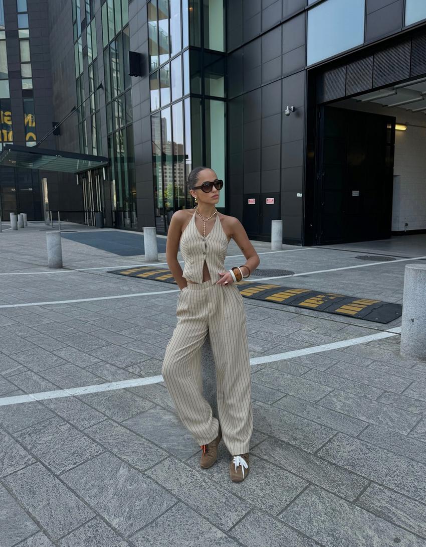 Linen blend balloon fit trousers with darts Trousers Women