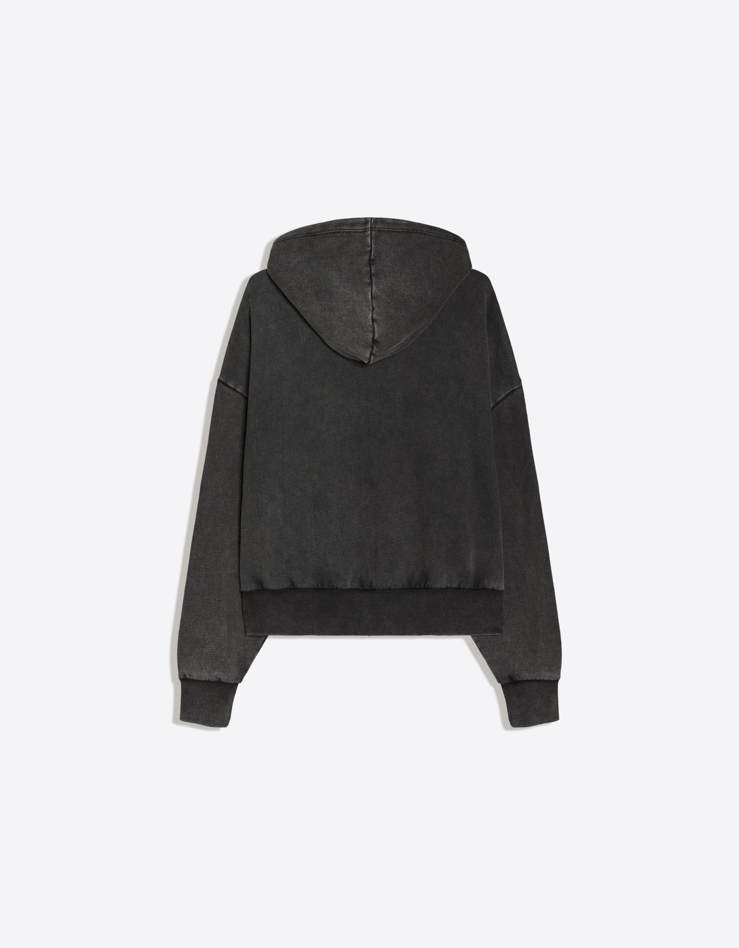 Washed zip-up hoodie — Grey