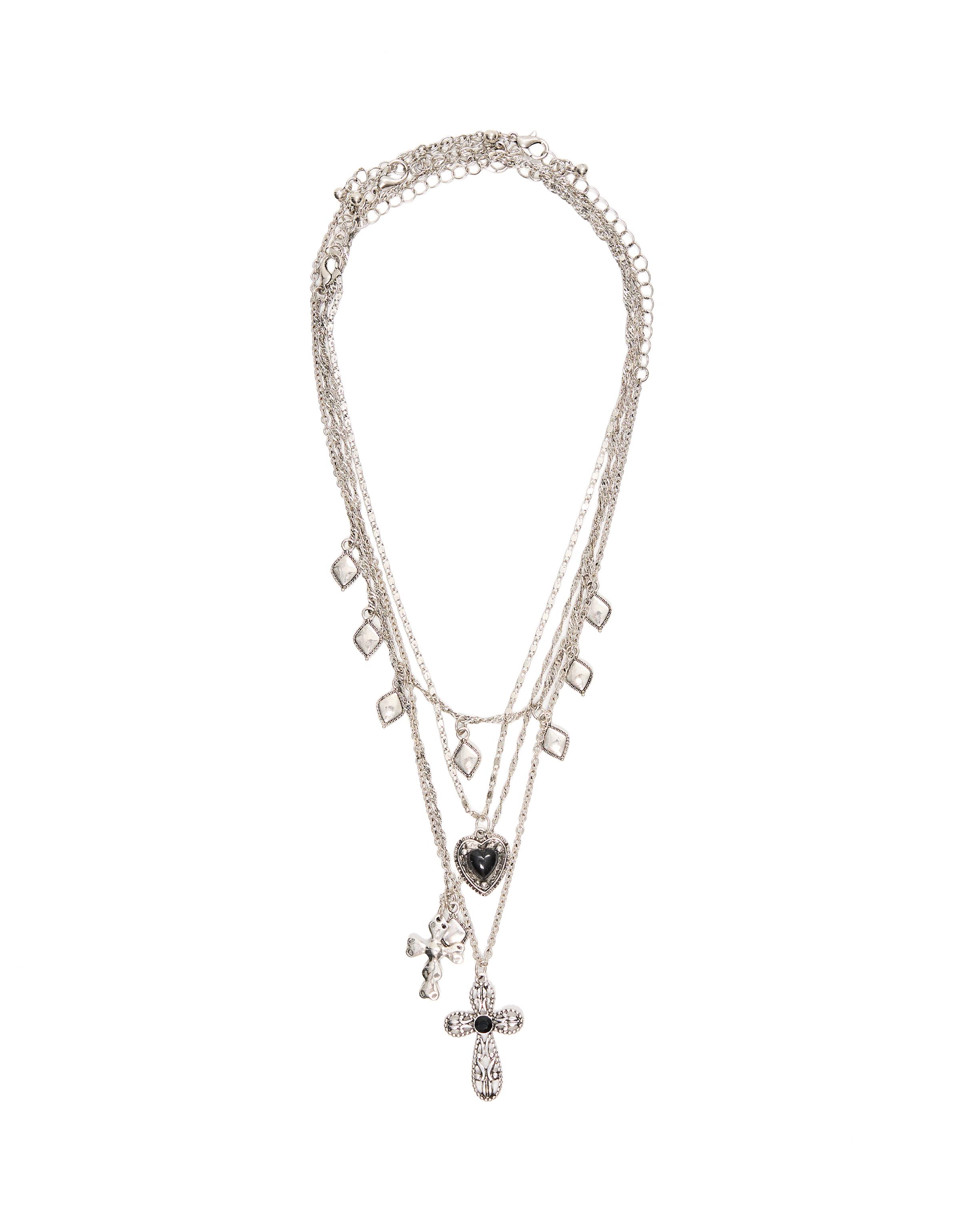 Pack of 4 assorted charm necklaces — Silver