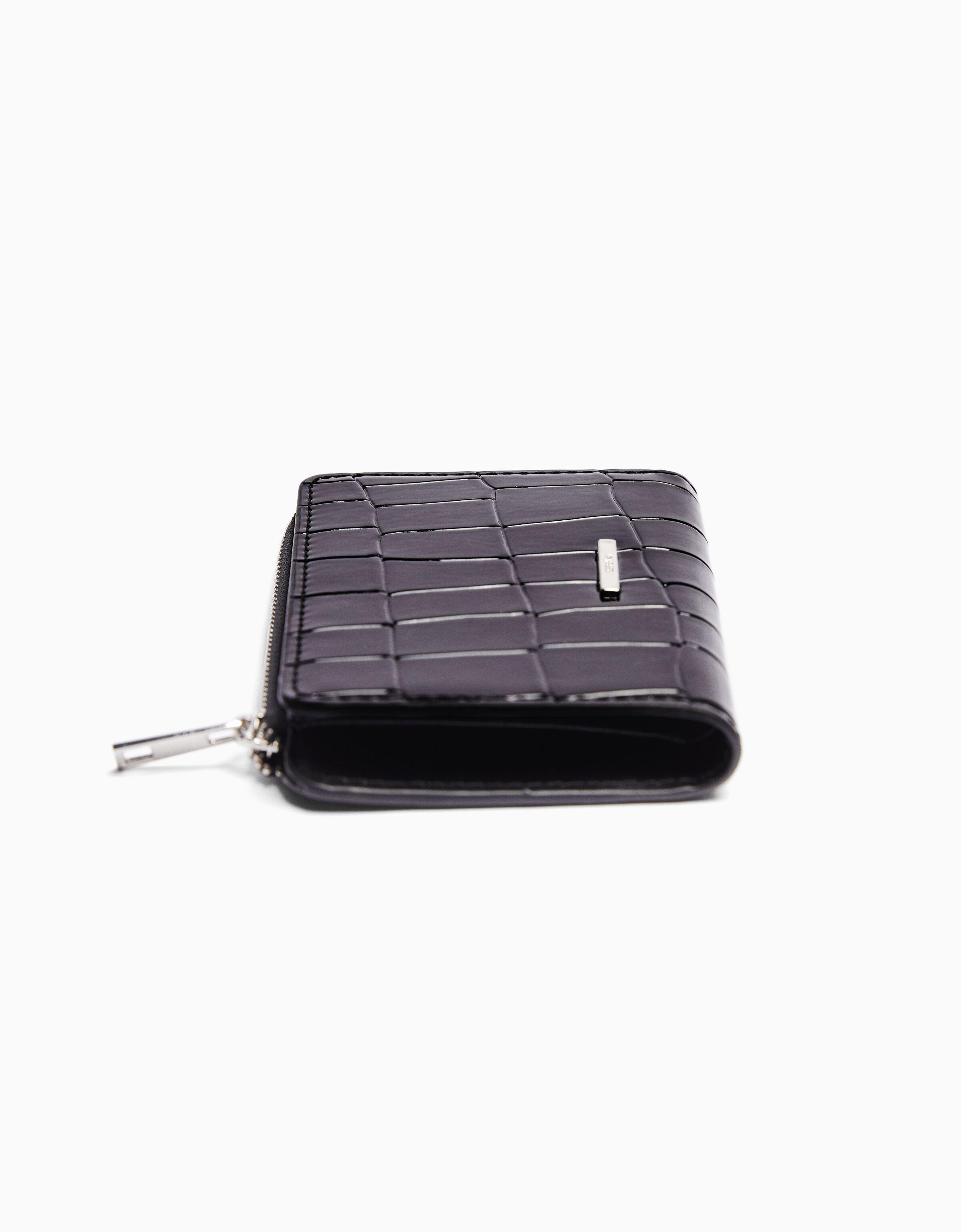 Animal print patent effect purse — Black
