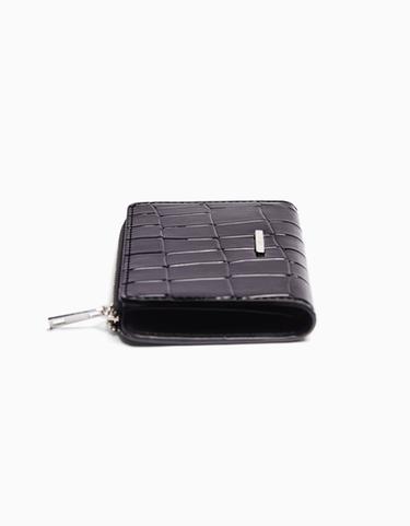 Animal print patent effect purse — Black 5