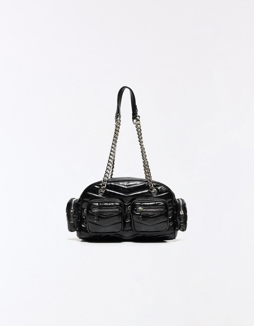 Bowling bag with pockets-Black