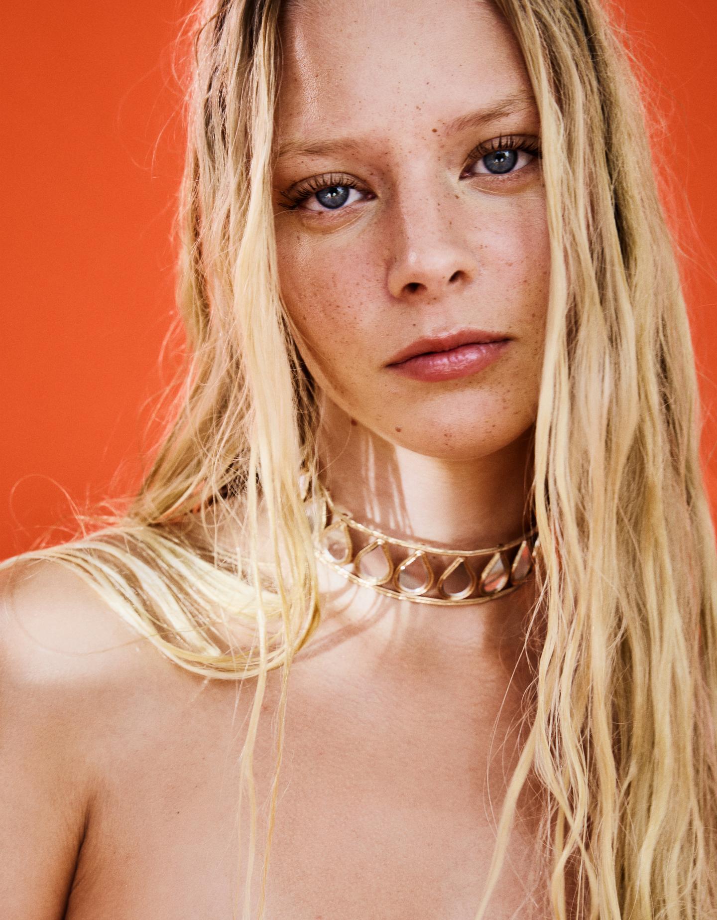 Bershka choker z lusterkami złoty