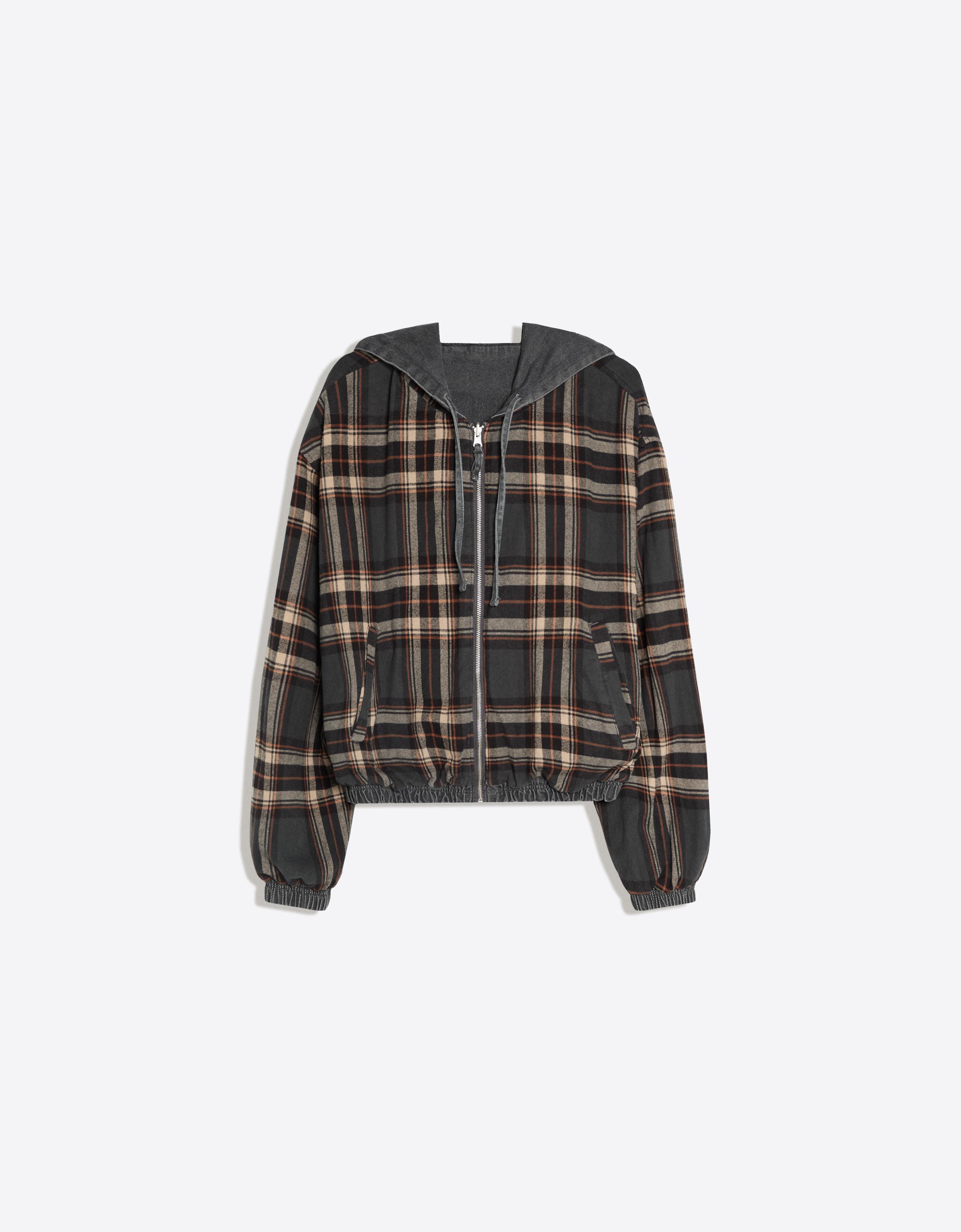 Reversible hooded zip-up jacket — Dark grey