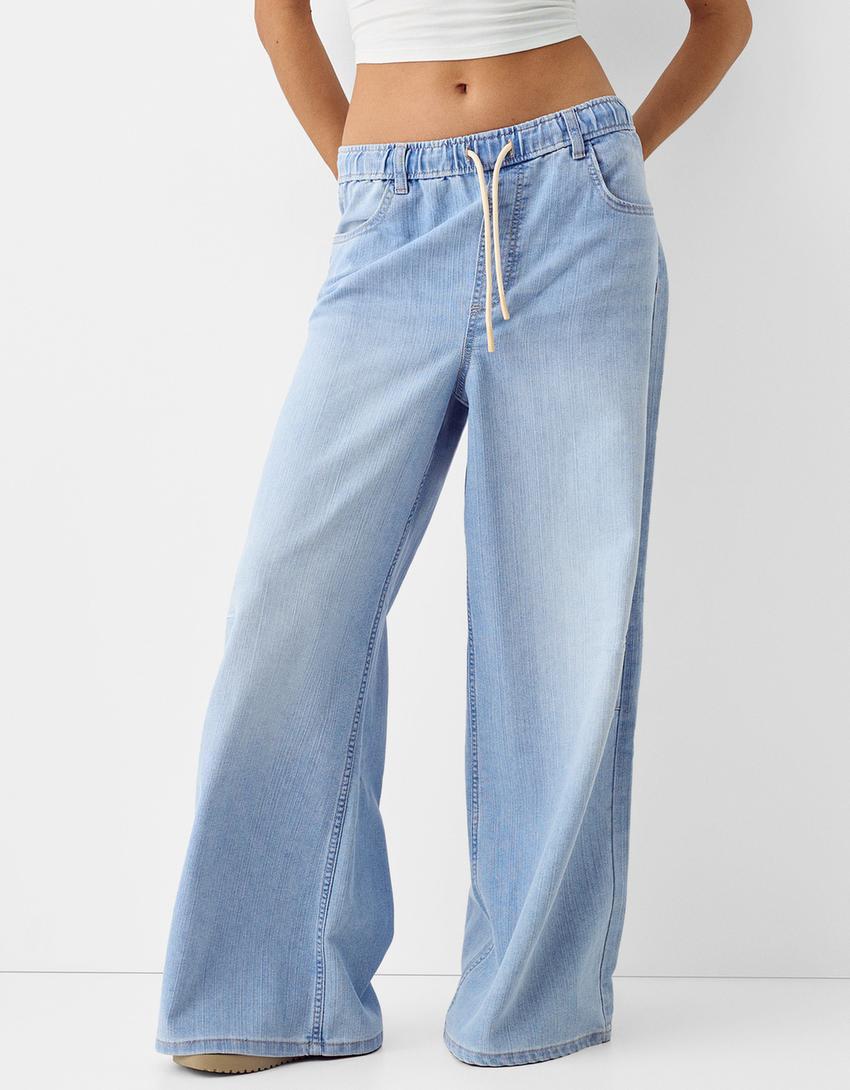 Jean jogging wide-Bleu clair-1
