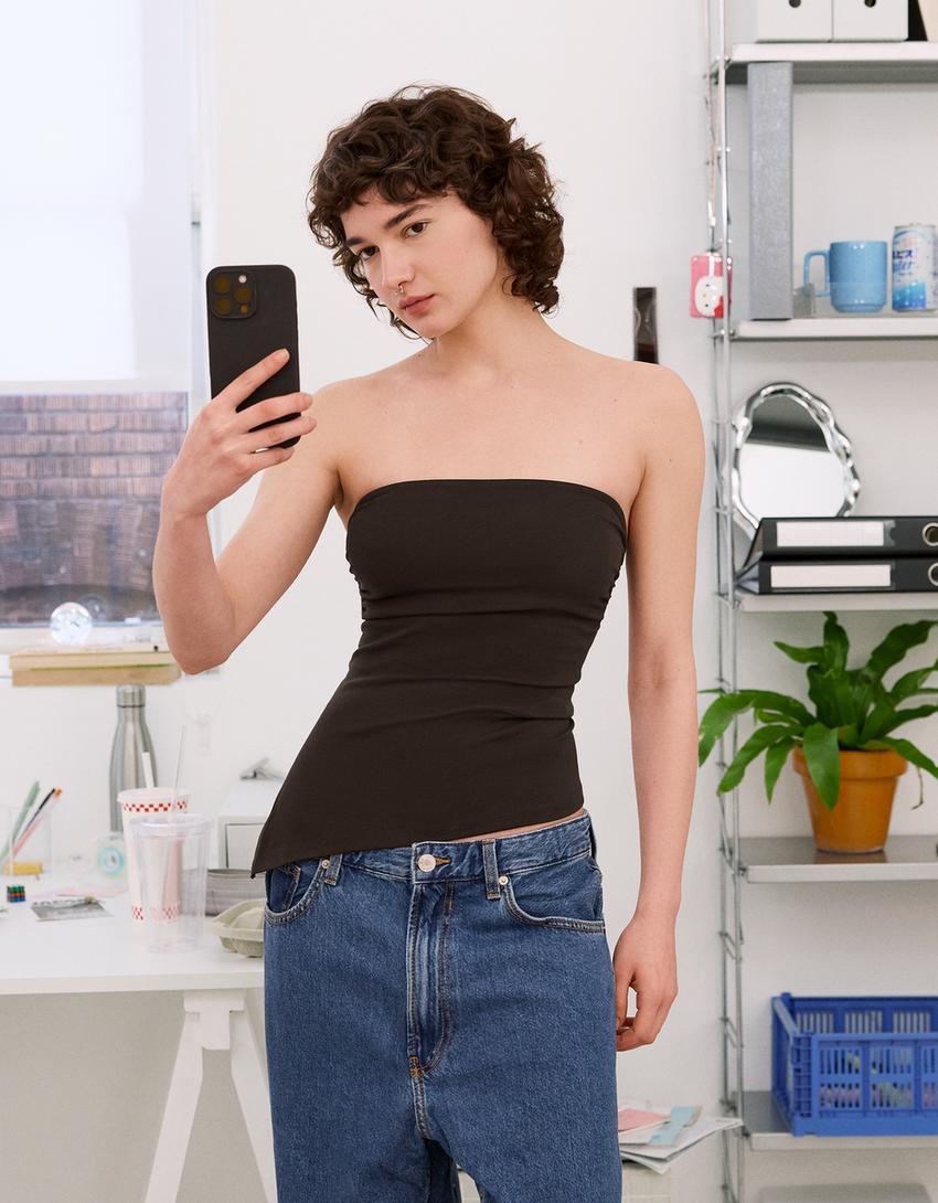 Gathered bandeau top-Brown-0