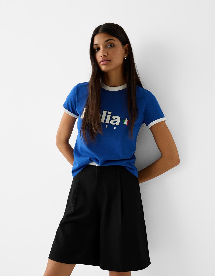 Bermuda short with contrast poplin waistband-Black-1
