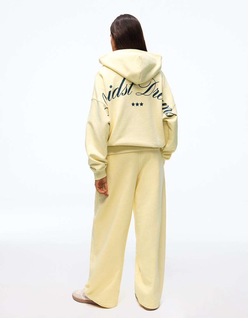 Sudadera capucha print-Amarillo