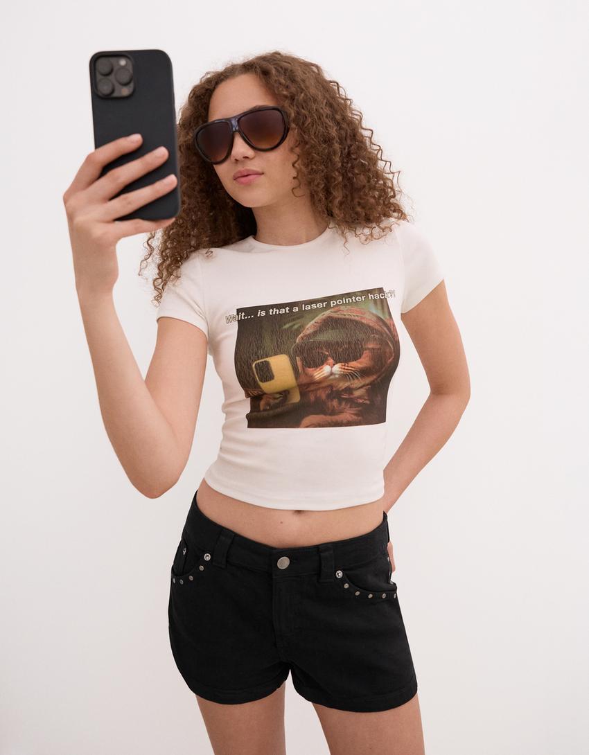 Studded voluminous shorts-Black