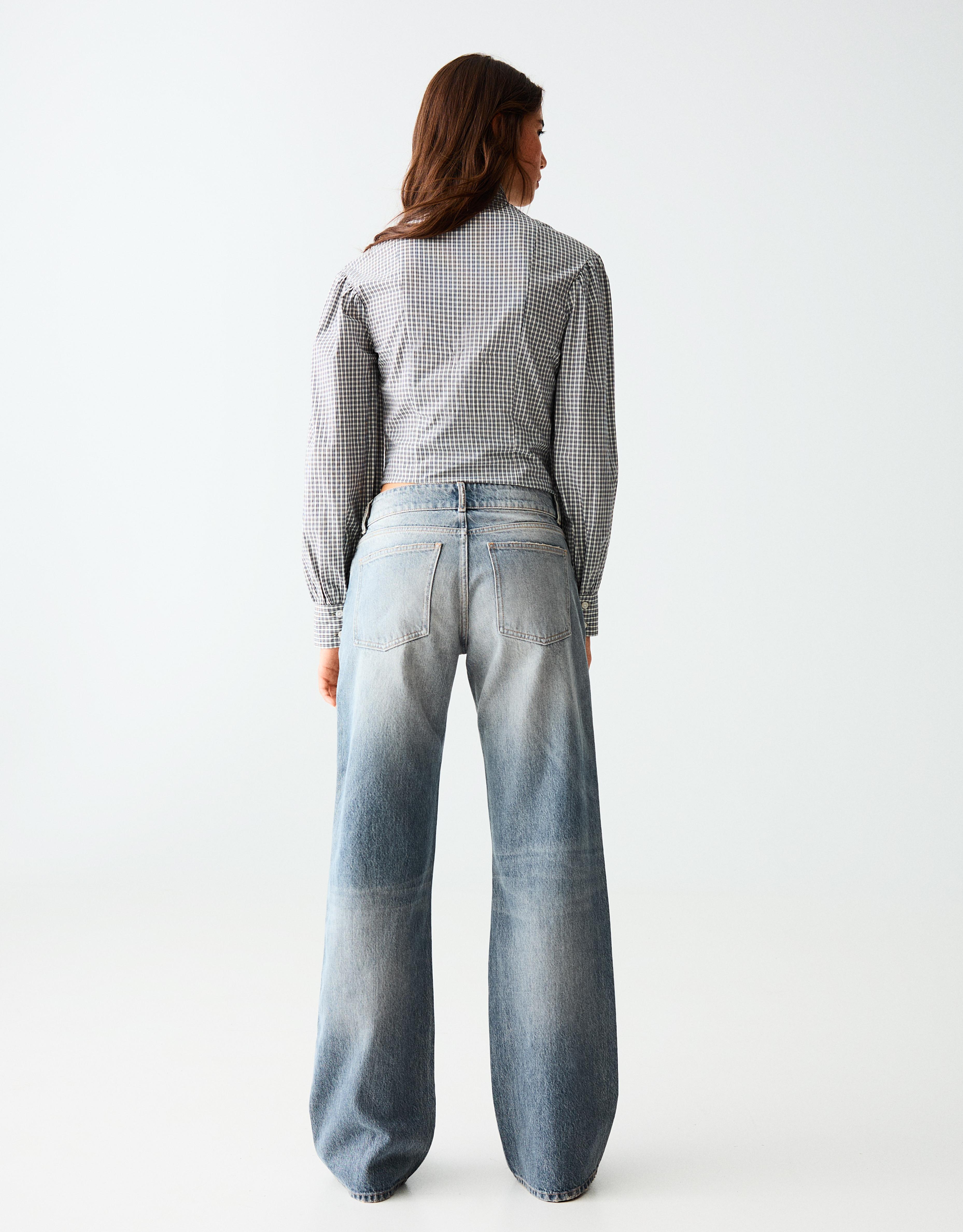 Mid-waist straight jeans — Washed out blue