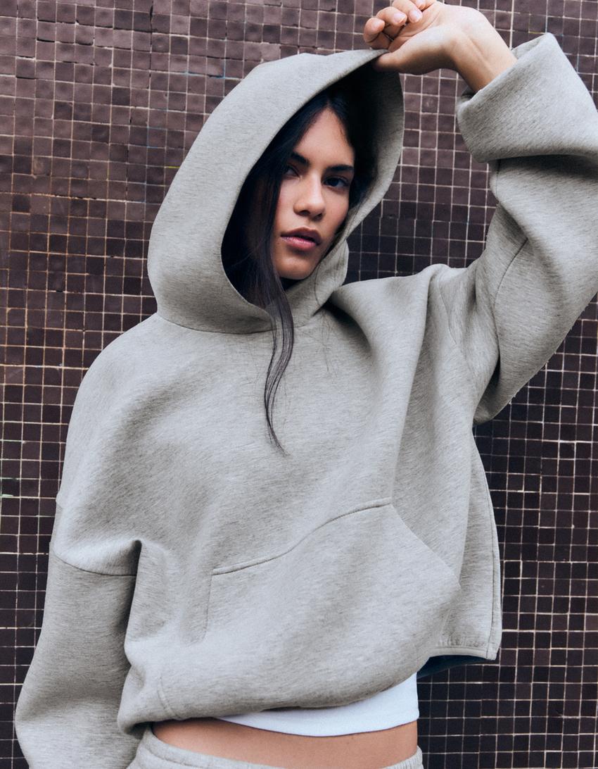 Scuba fabric hoodie-Grey