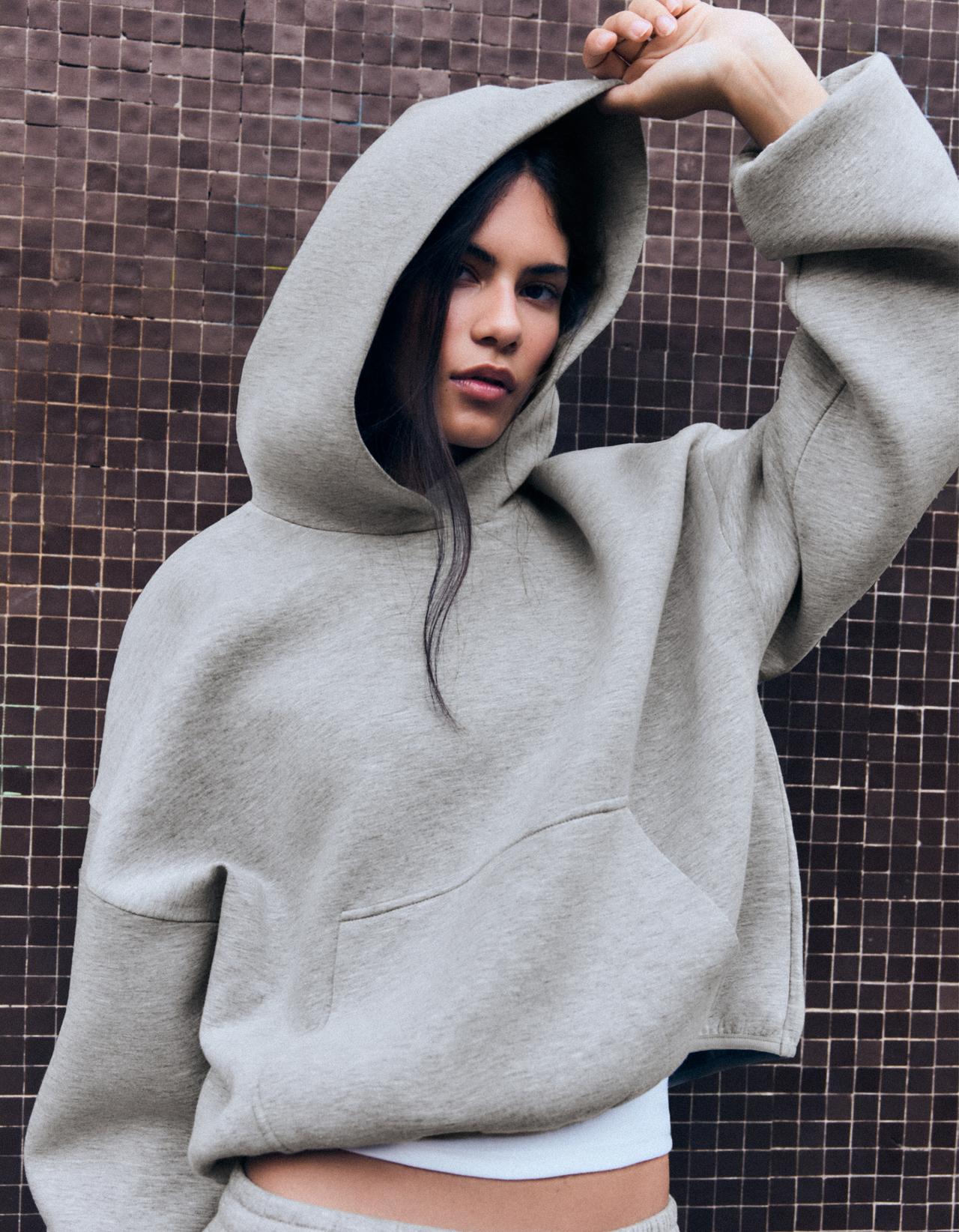 Scuba fabric hoodie — Grey