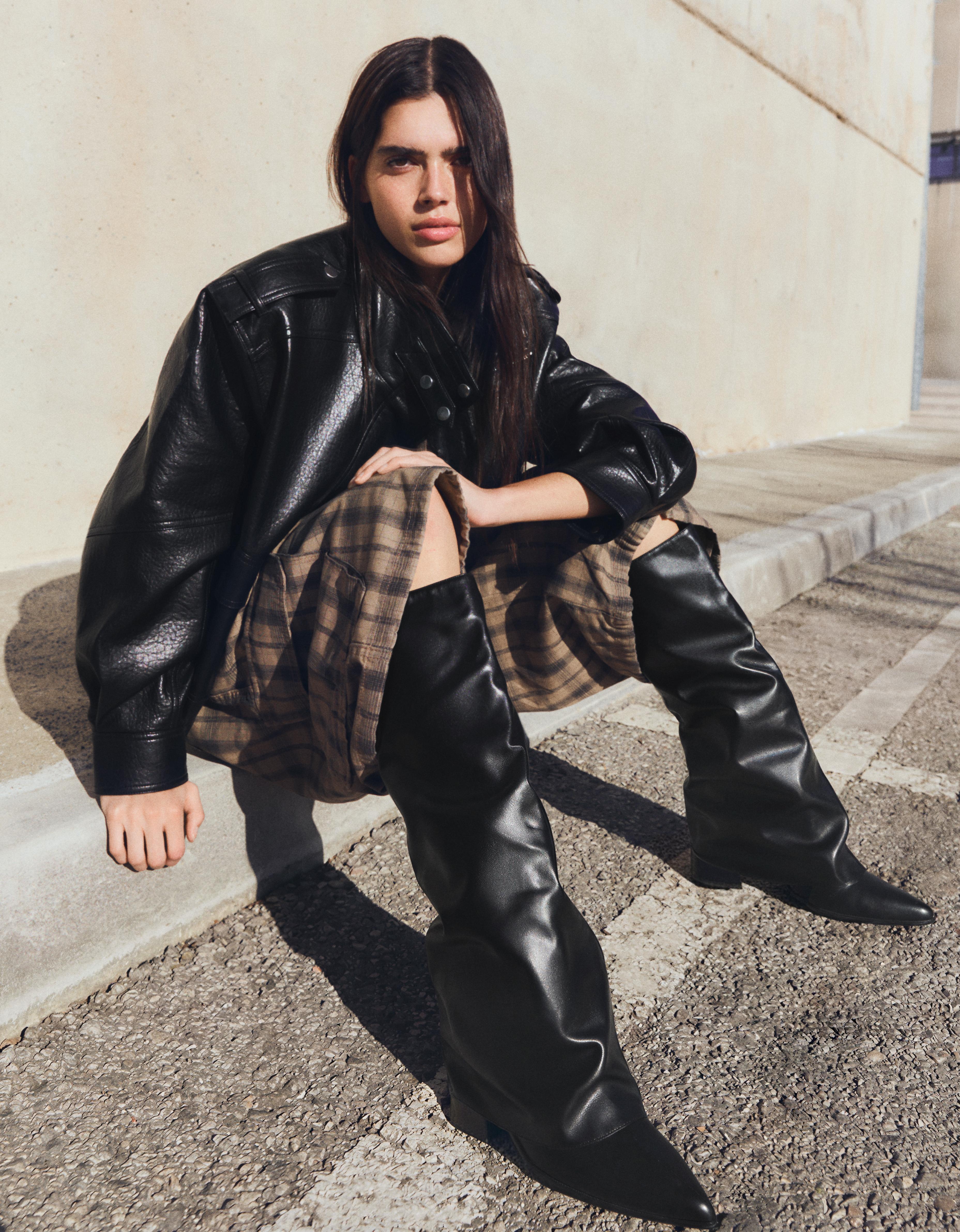 TROUSER HEEL BOOTS — BLACK