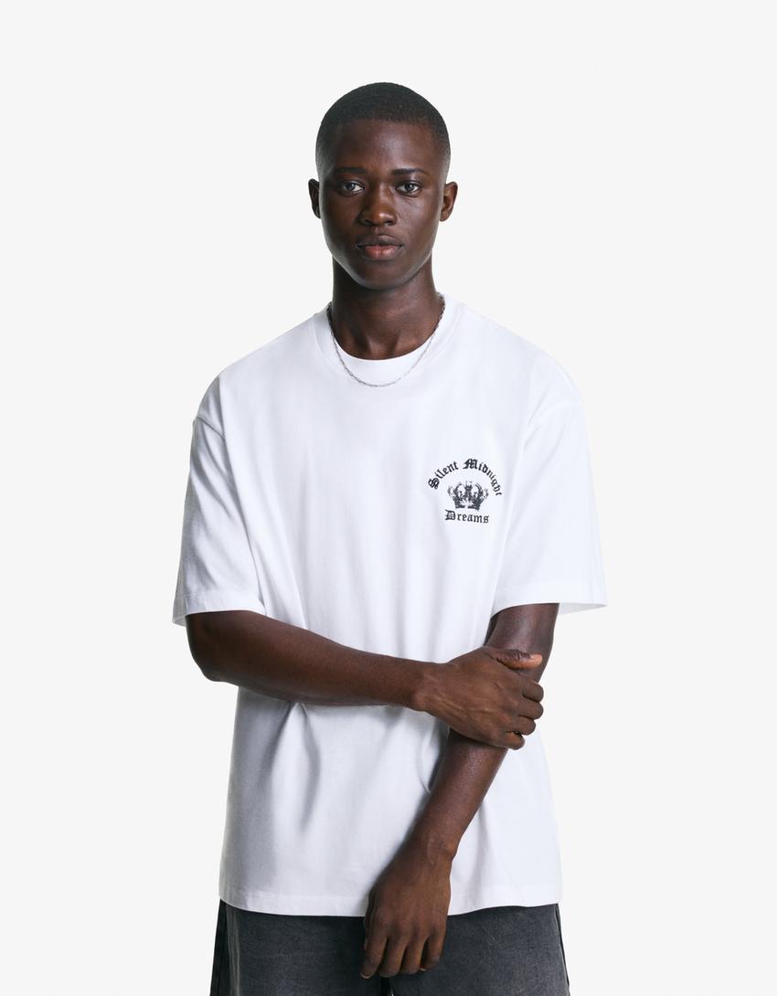 Short sleeve T-shirt with print-Off white-0