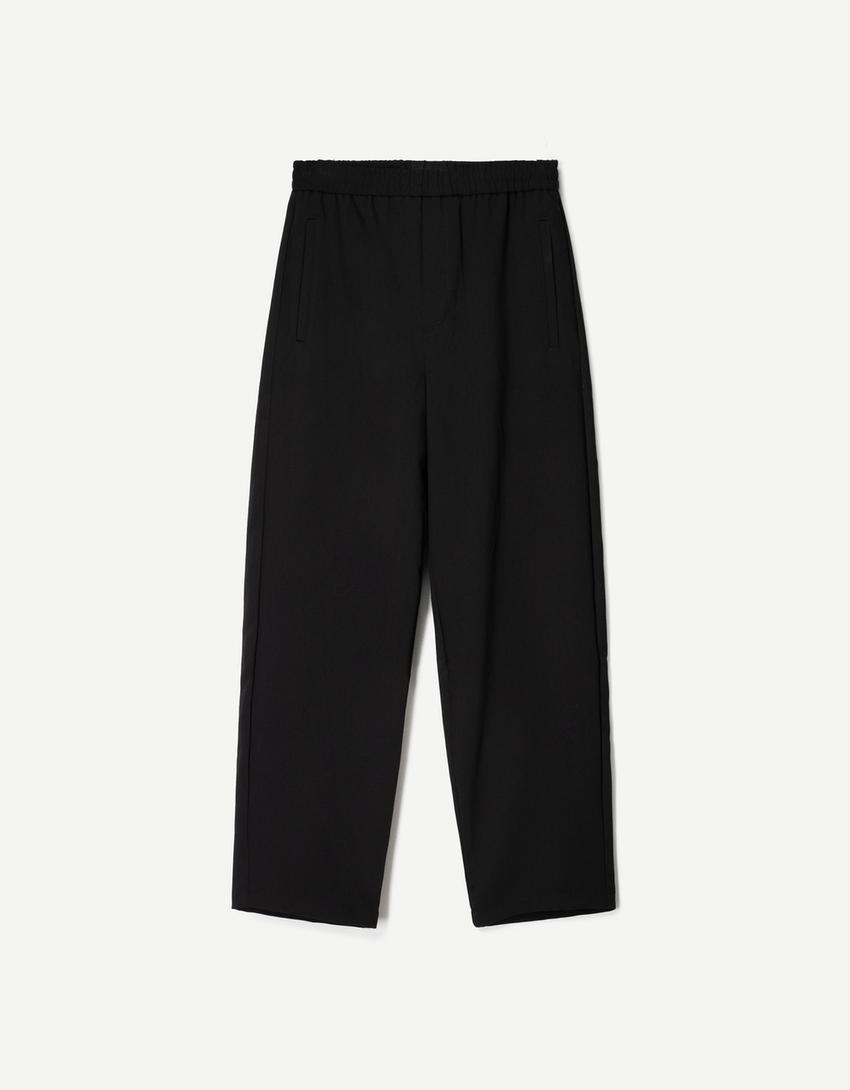 Tailored jogging trousers-Black-5