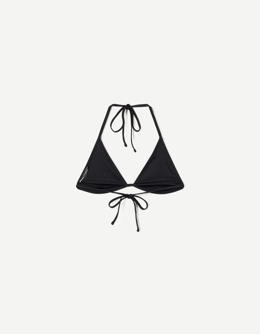 Haut de bikini réversible imprimé animal-Noir
