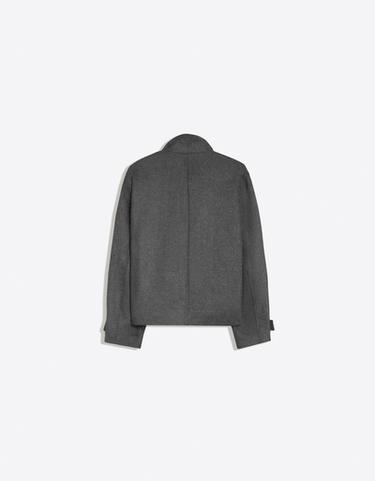 Felt-effect jacket with funnel neck — Grey 7