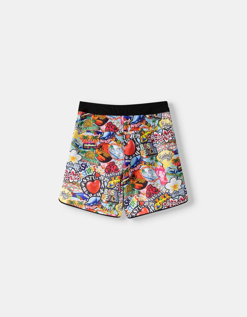 Short de bain BERSSSHKA X SSSTUFFF imprimé-Noir-3