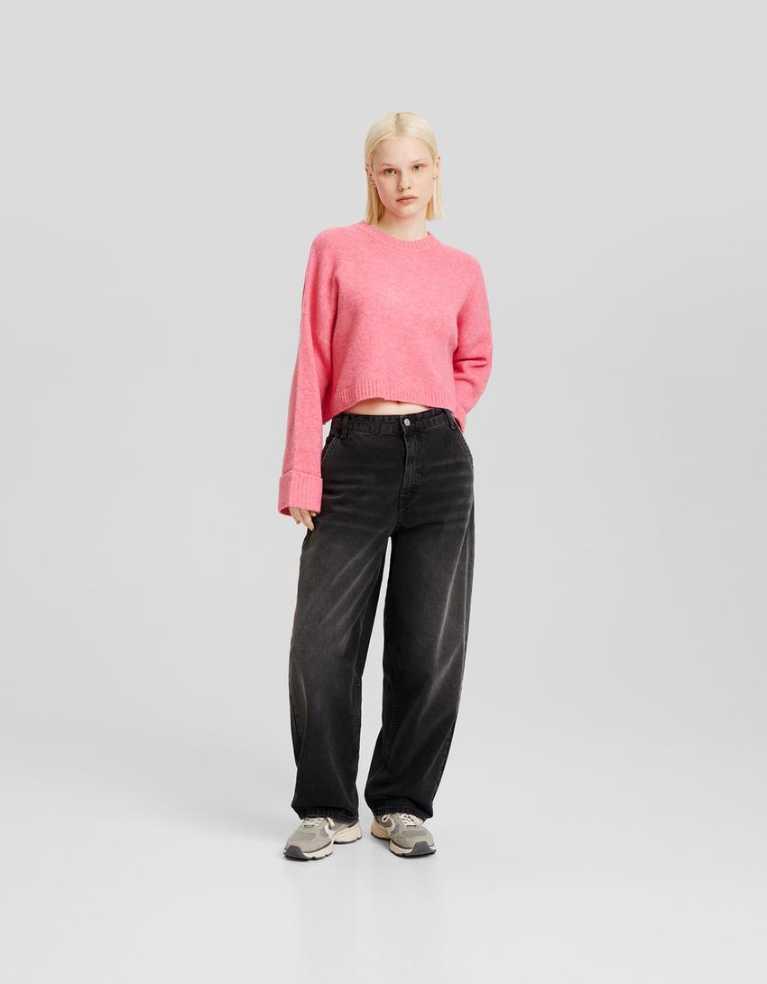 Pull court col rond-Rose-3
