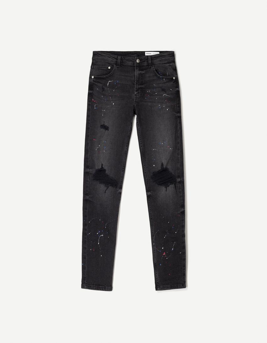 Super Skinny Jeans mit Rissen-Schwarz-3