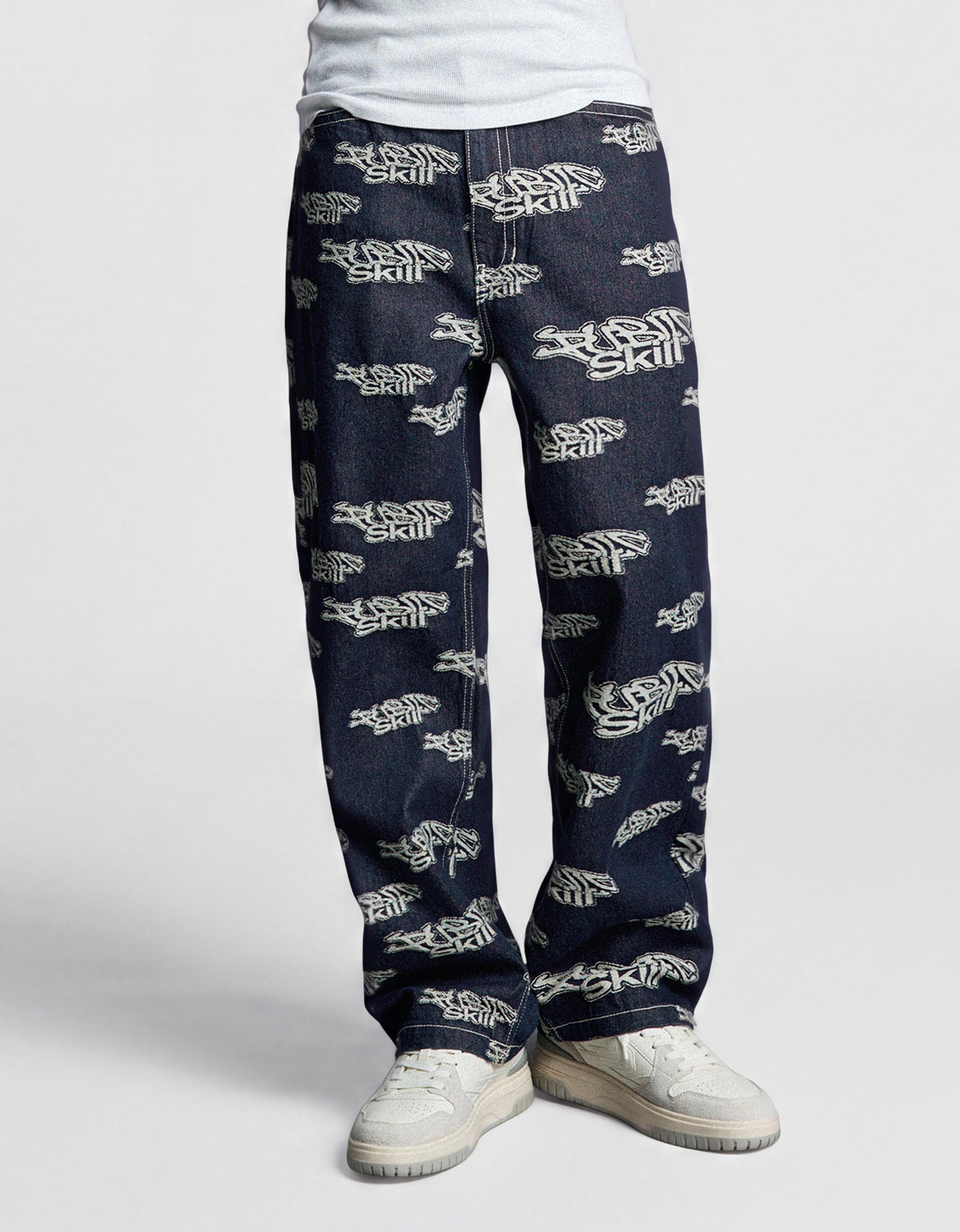 Jacquard trousers — Navy
