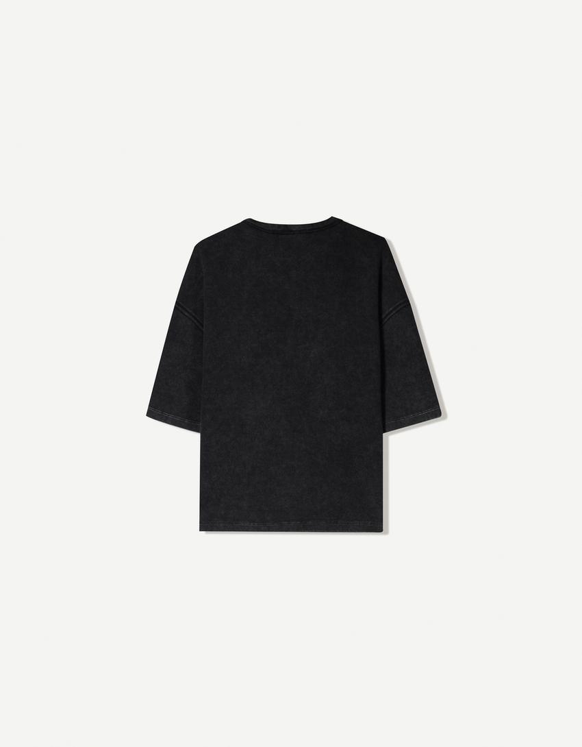 T-shirt manches courtes oversize interlock-Gris-5