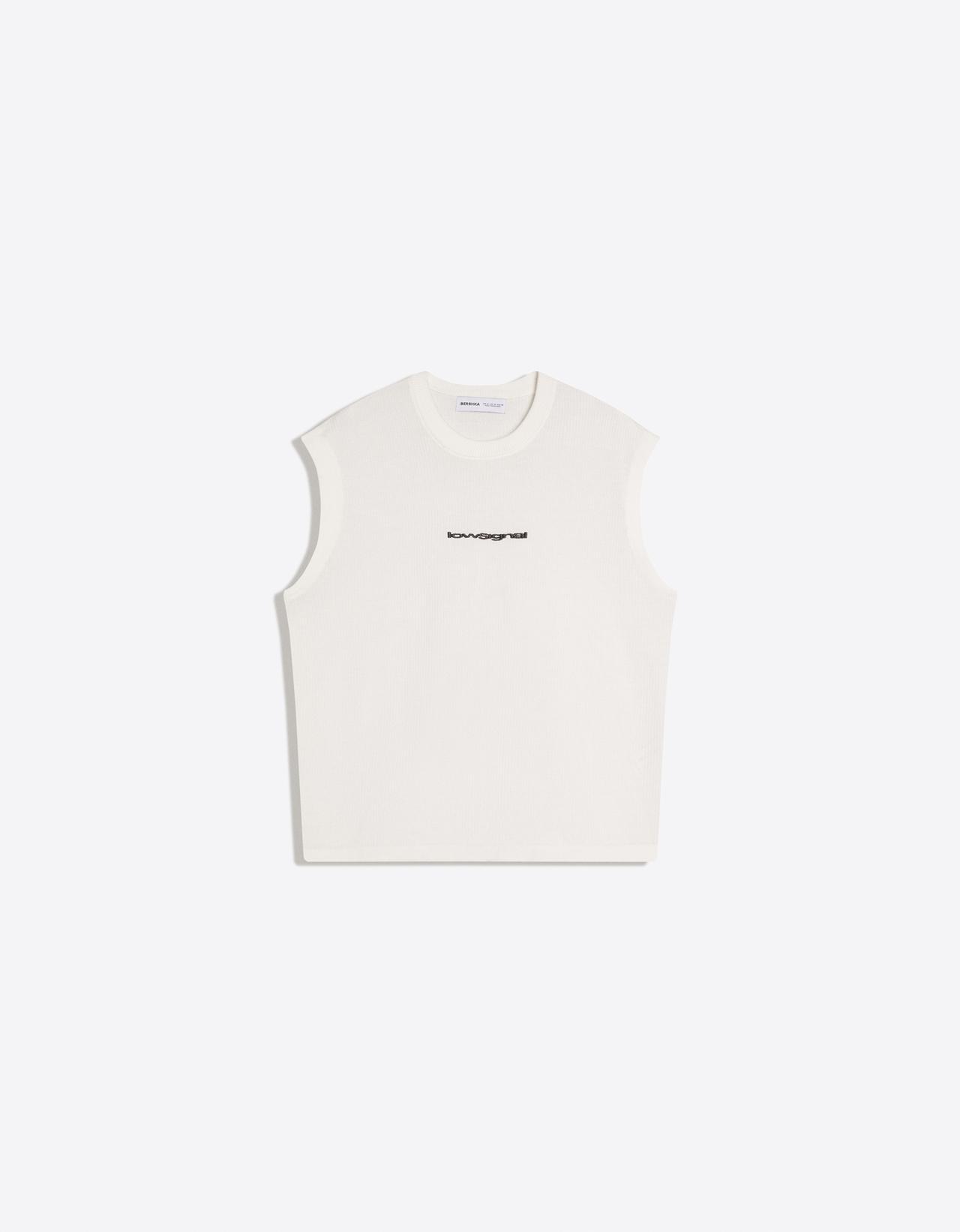 Embroidered sleeveless T-shirt — Off white