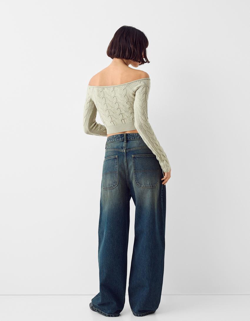 سويتر باردو بحياكة مجدولة-كاكي-1