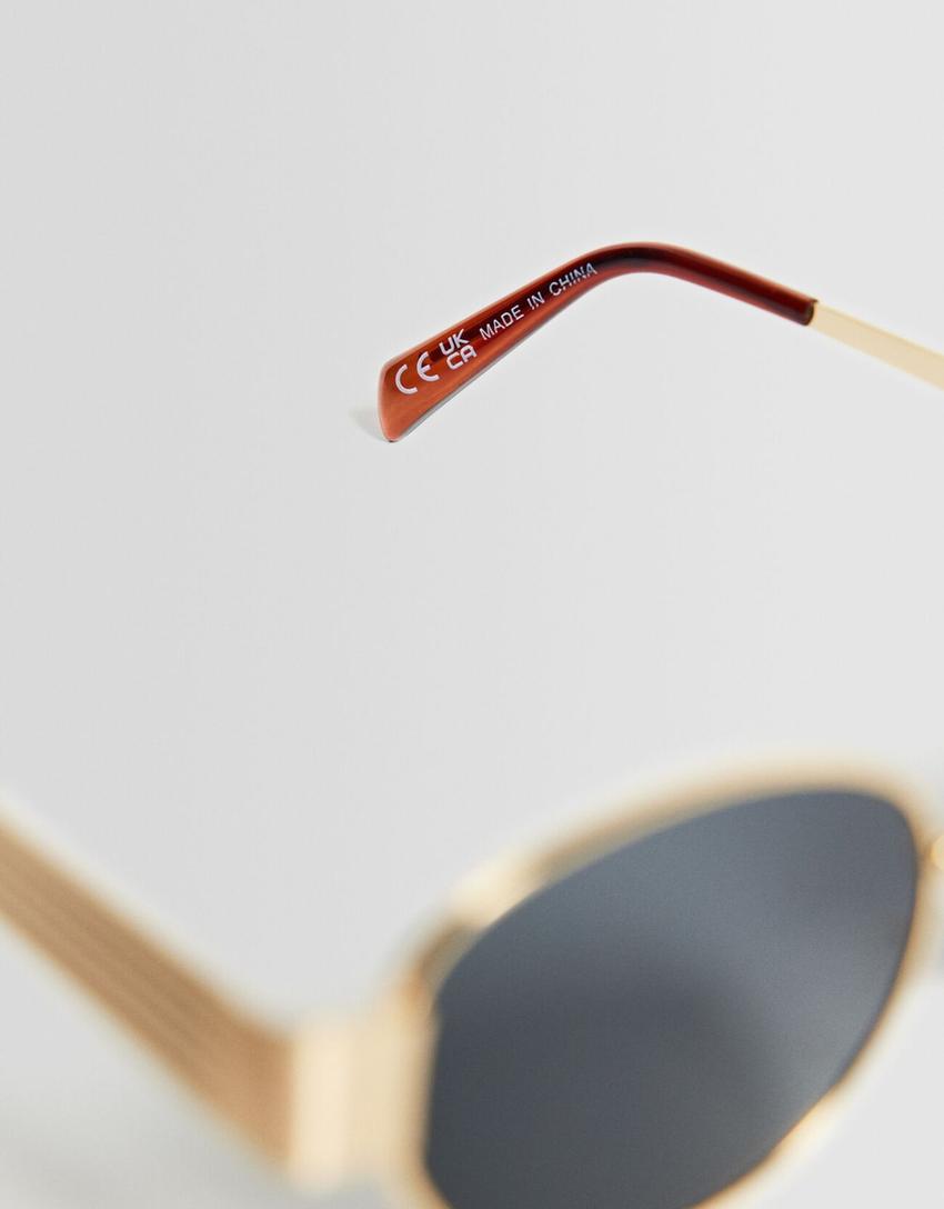 Ovale Sonnenbrille mit Metallgestell-Gold-5