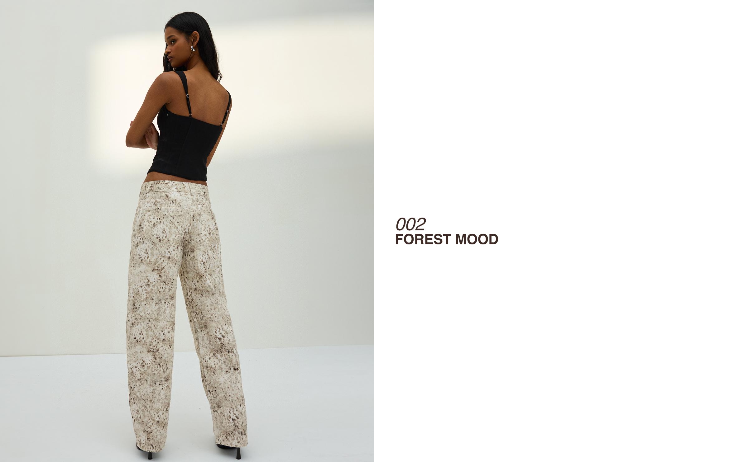 Düşük bel dokulu ve desenli baggy fit jean - Görsel 11