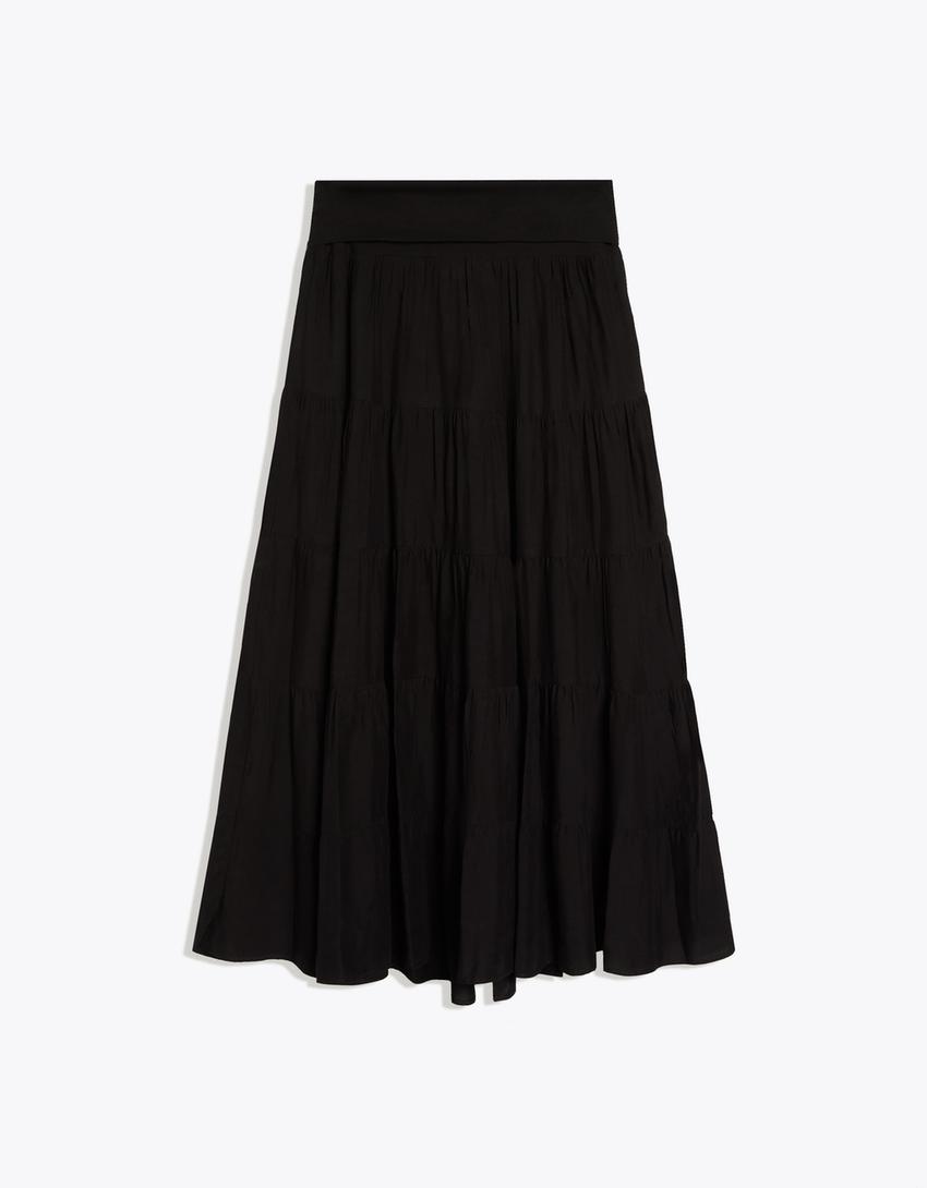 Midirok met overslagtaille-Zwart