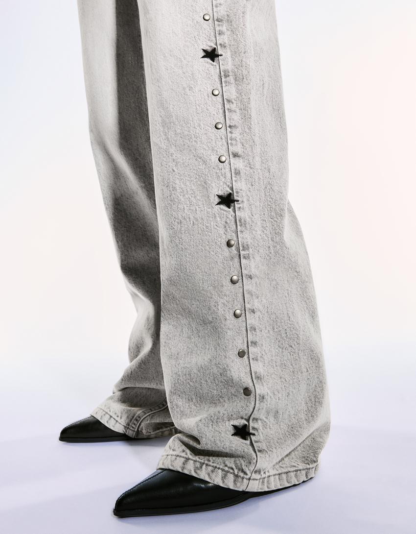 Texans baggy tatxes estrelles-Gris-5
