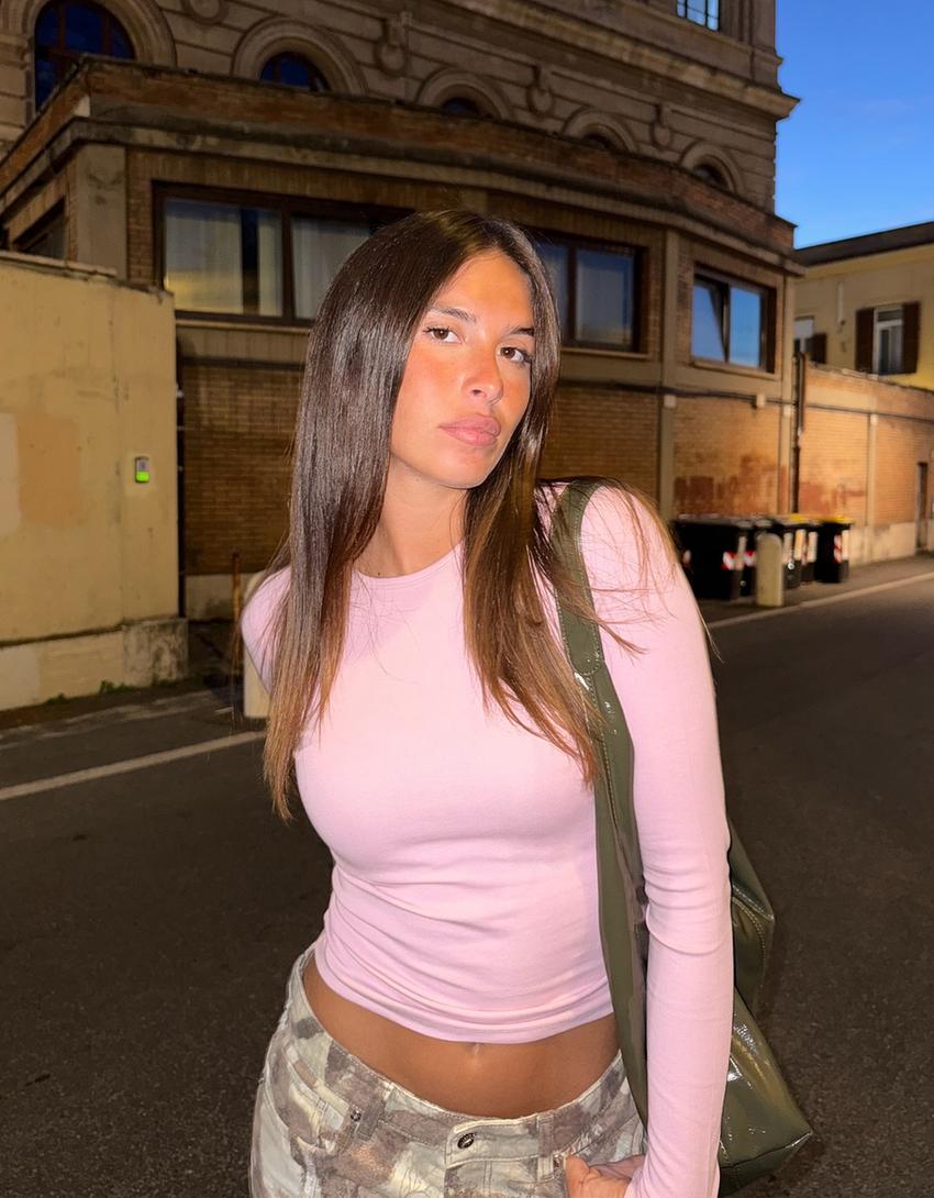 Long sleeve top-Pink