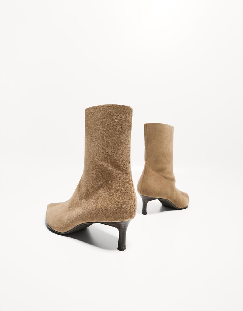 Botine toc kitten-Tan-4