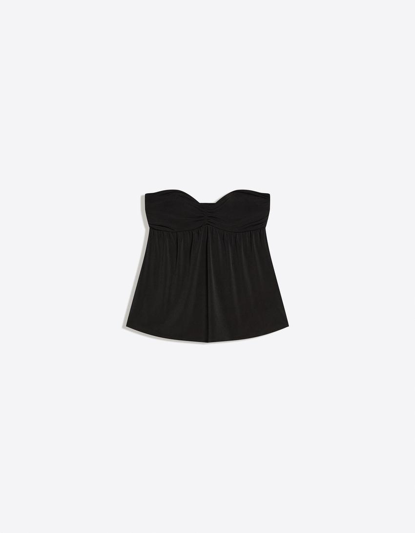 Top bandeau com nó nas costas-Preto