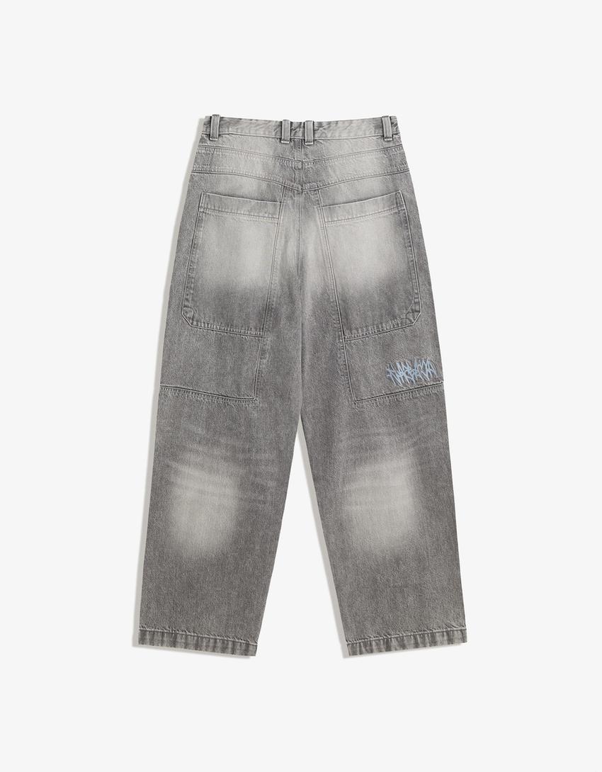 Blugi super baggy-Gri-4