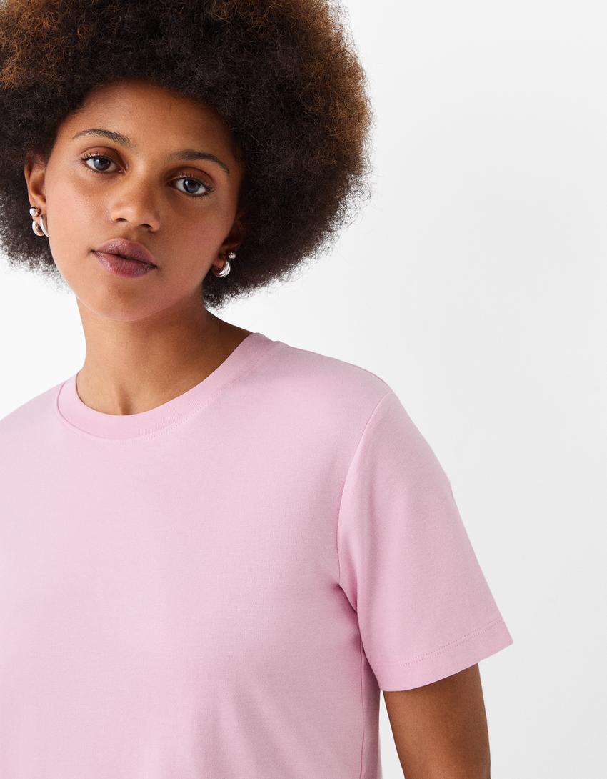 Kısa kollu regular fit t-shirt-Pembe-2