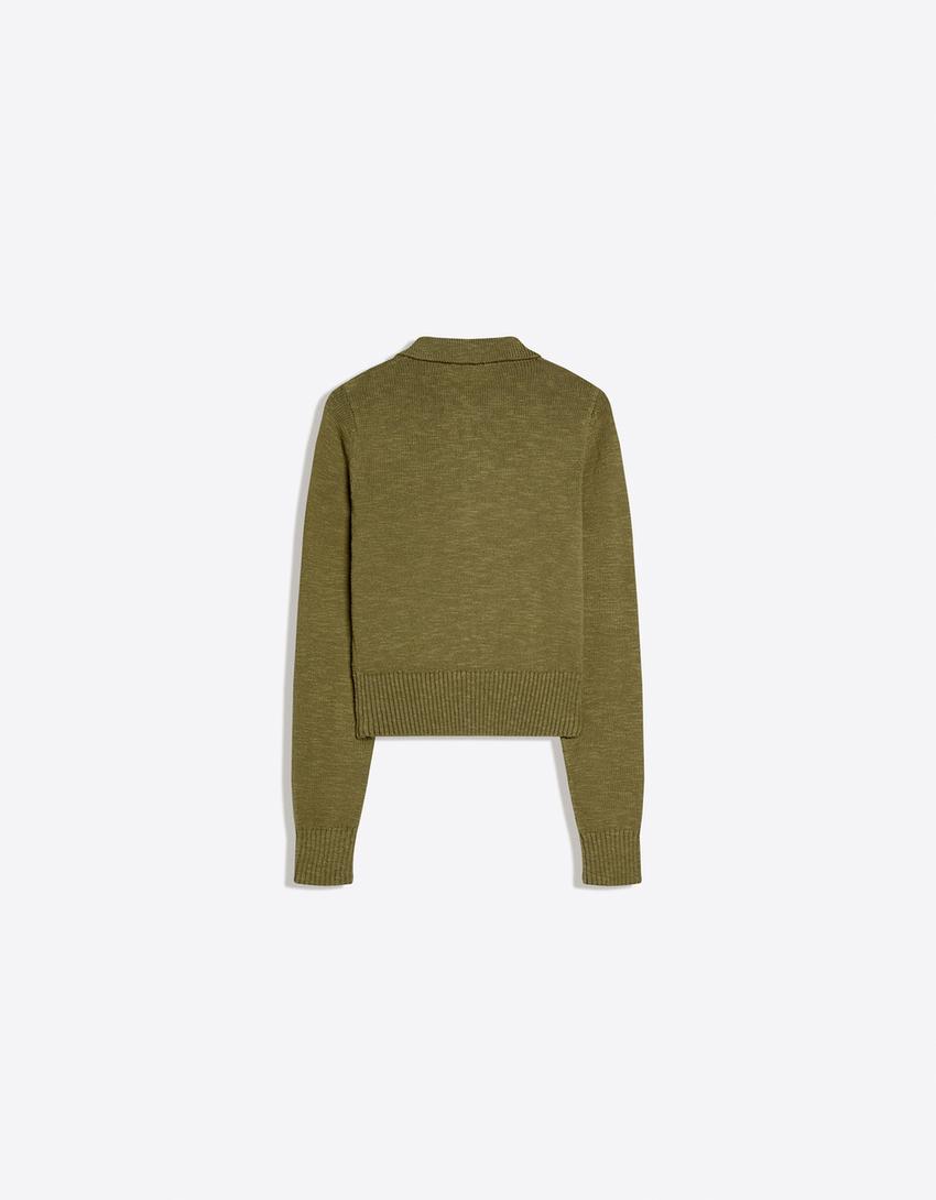 Zip-up polo jacket-Green