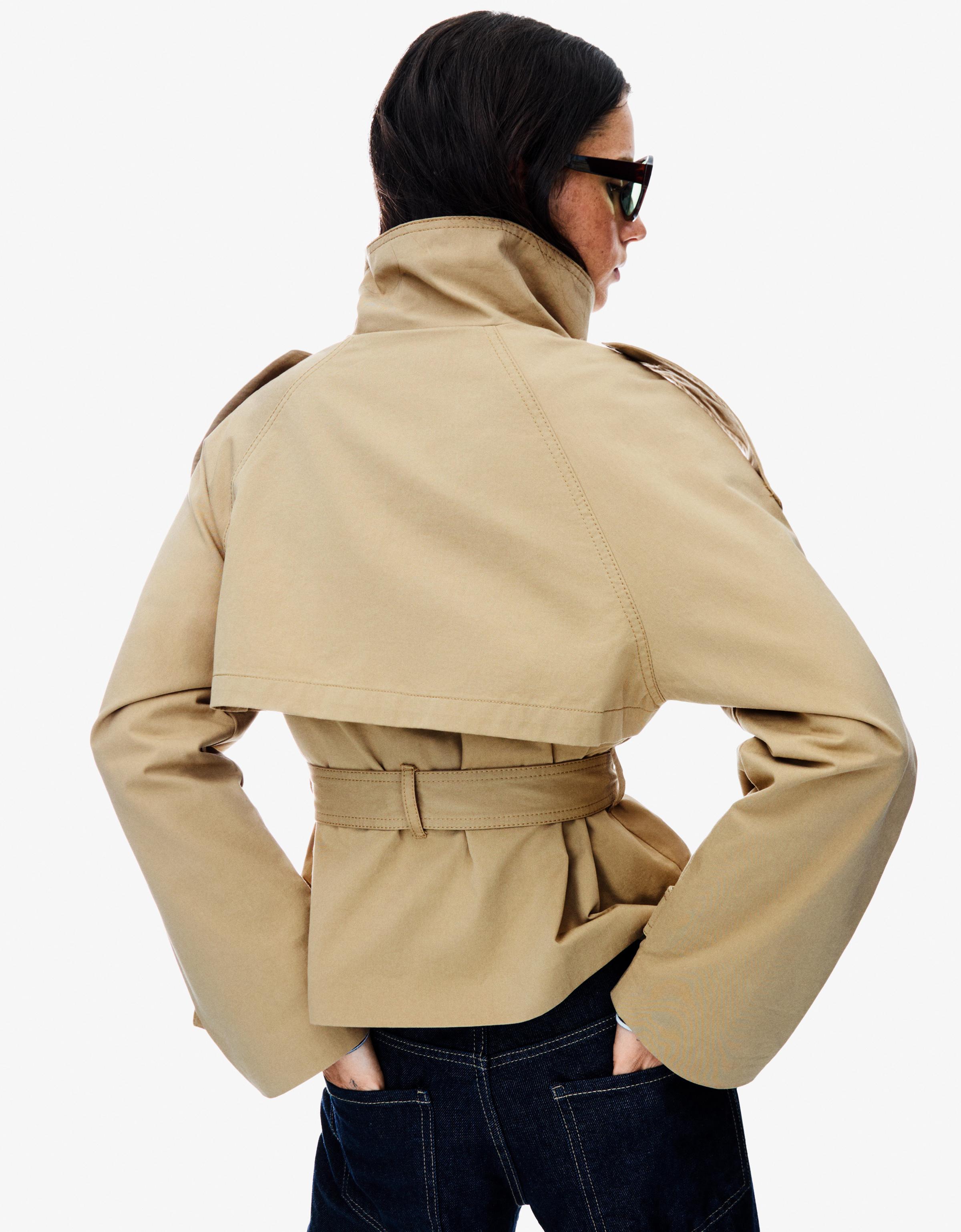 Bershka Kurzer Trenchcoat Damen L Sandfarbe