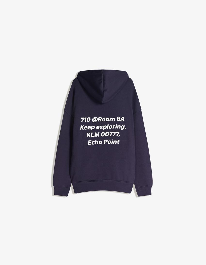 Hoodie with print-Navy