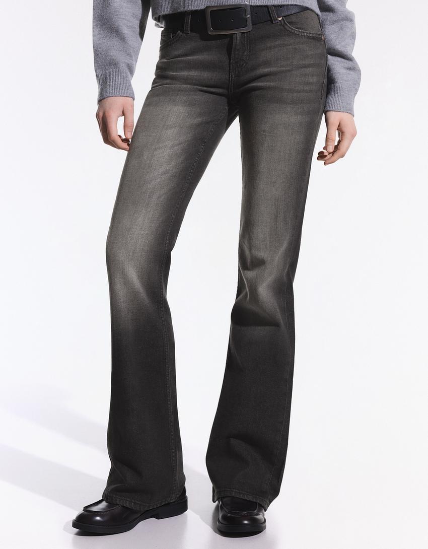 Low-rise boot-cut jeans-Dark grey