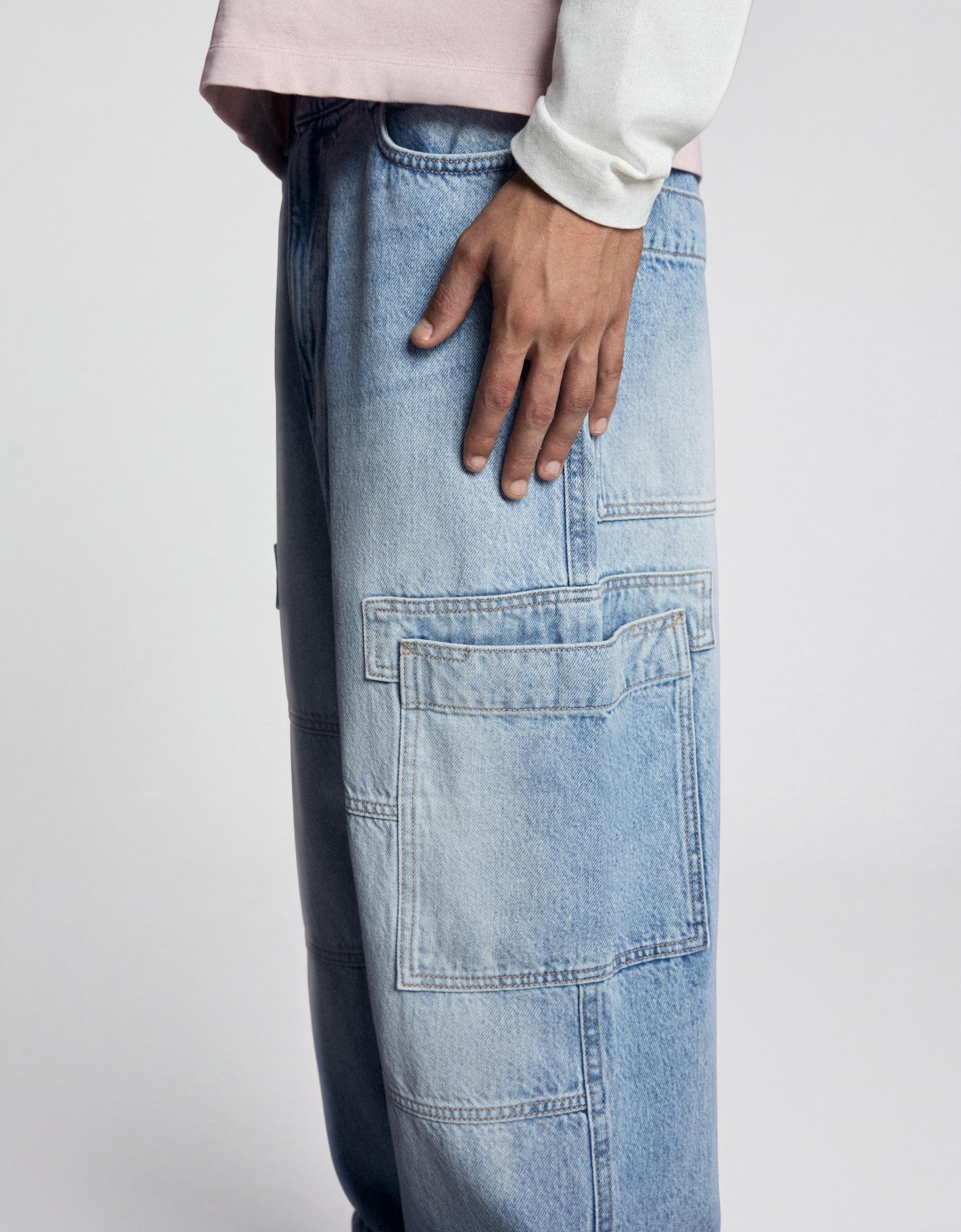 Baggy cargo jeans — Light blue