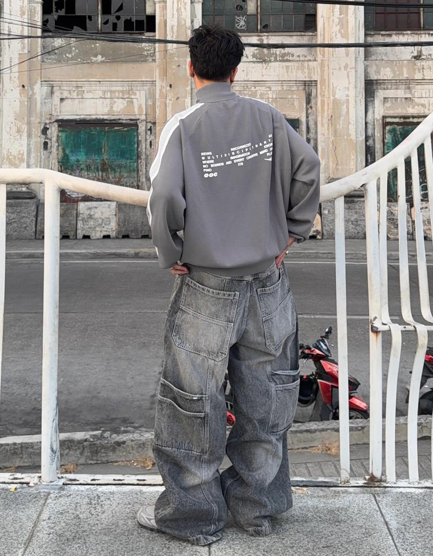 Bershka Jeans Megabaggy Hombre Gris
