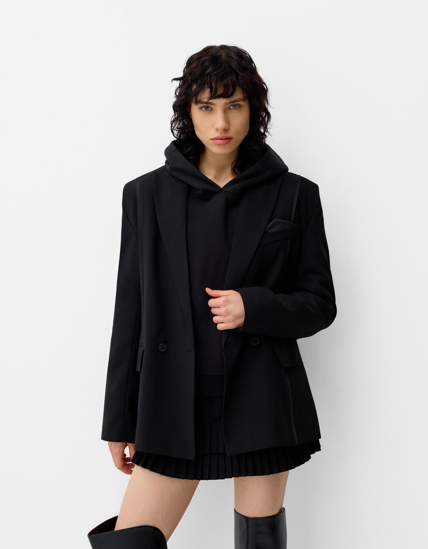 Bershka Oversize-Blazer Aus Satin Damen Xs-S Schwarz günstig online kaufen