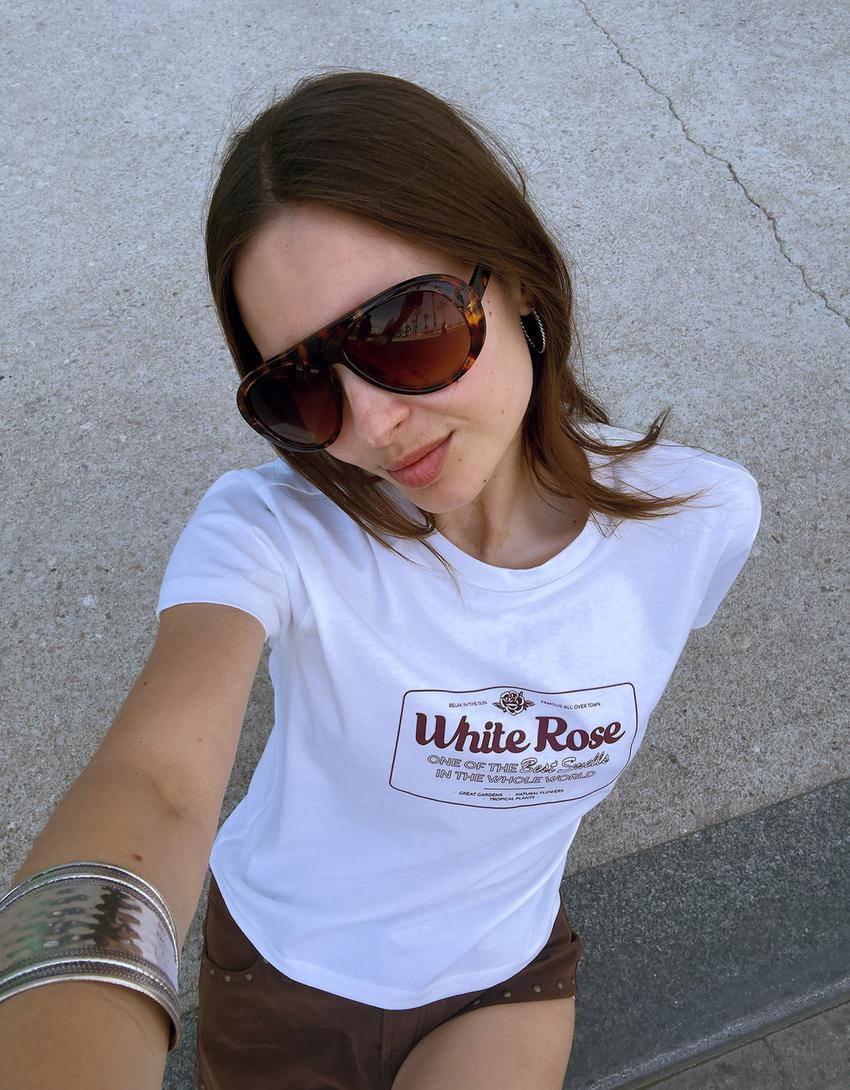 Short sleeve T-shirt with print-Off white