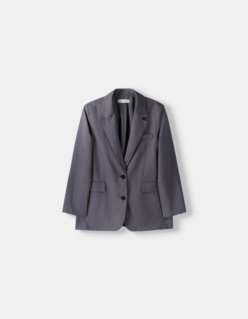 Relaxed-fit masculine blazer-Dark grey-5