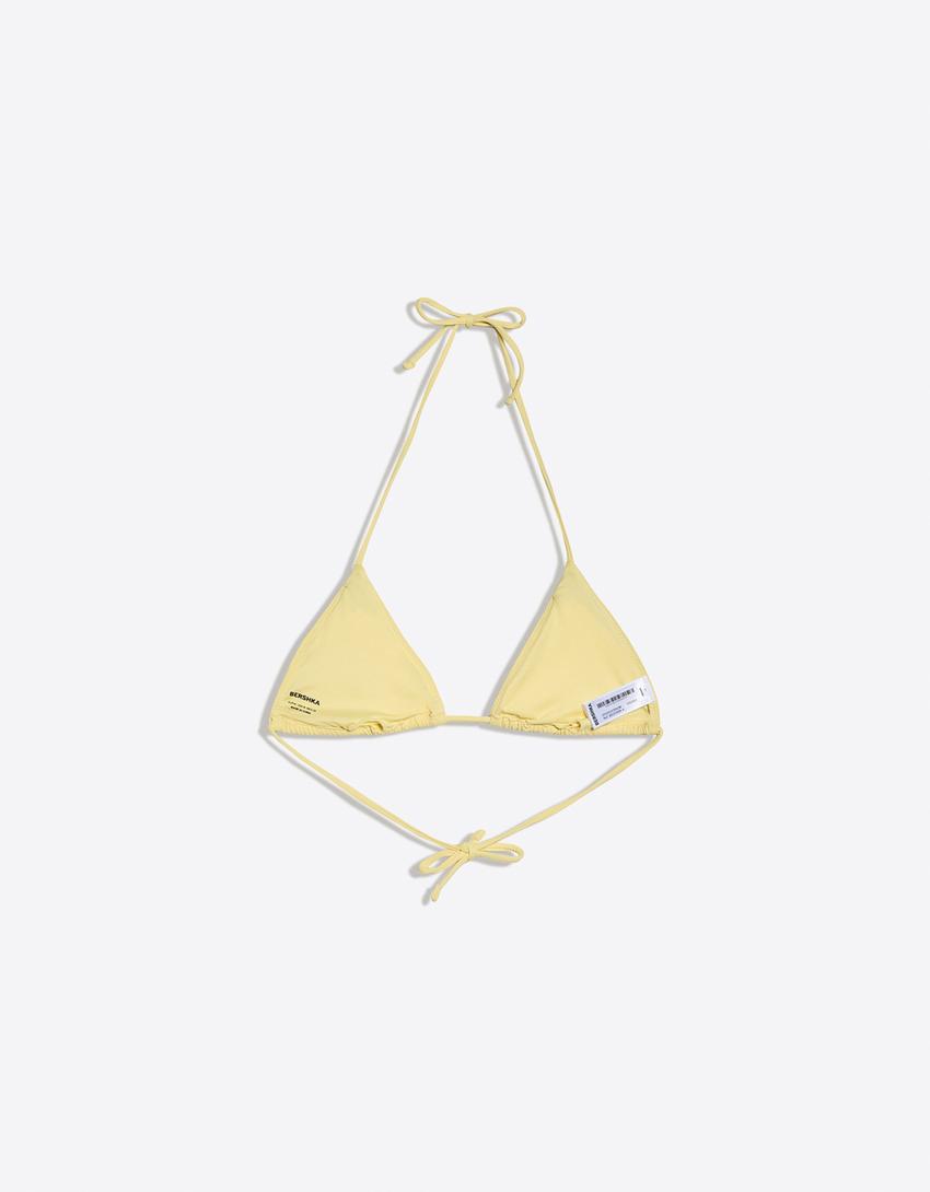 Haut de bikini triangle à clous-Jaune