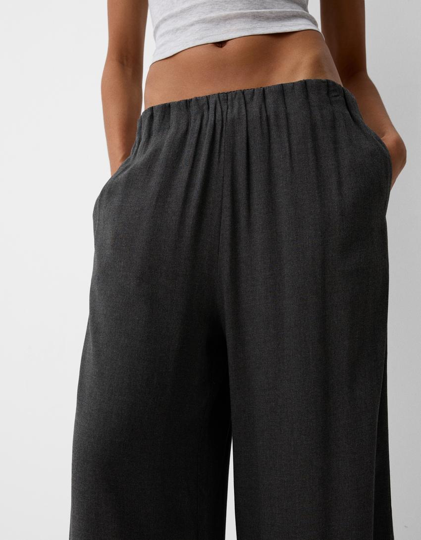 Wide-leg trousers-Dark grey-3