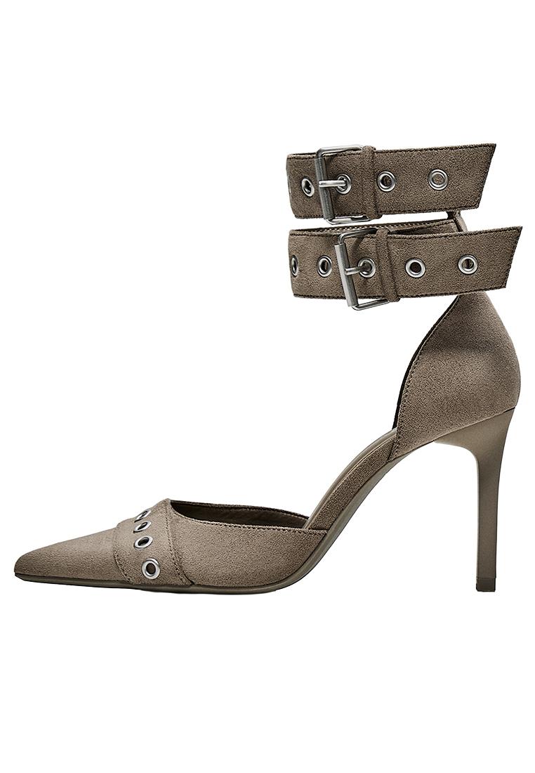 MULTI-BUCKLE ANKLE STRAP HEELS — SAND